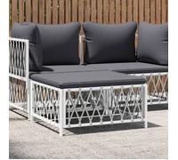 Vidaxl Repose-Pied De Jardin Avec Coussin Blanc Tissu Tissé