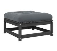 vidaXL Repose-Pied de Jardin avec Coussin Tabouret de Patio Repose-Pied de Terrasse Meuble d'Extérieur Meuble de Jardin Gris Bois de Pn Massif
