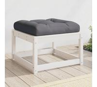 Vidaxl Repose-Pied De Jardin Avec Coussins Blanc Bois De Pin Massif