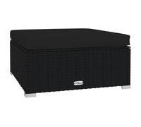 vidaXL Repose-Pied de Jardin Coussin Noir 70x70x30 cm Résine tressée