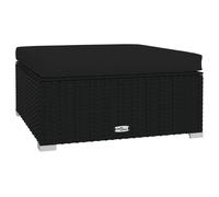 vidaXL Repose-pied de jardin coussin Noir 70x70x30 cm Résine tressée