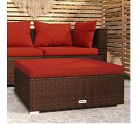 vidaXL Repose-pied de jardin 317547 avec coussin 70x70x30 cm Poly rotin Marron