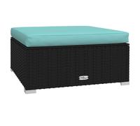 Vidaxl Repose-Pied De Jardin Et Coussin Noir 70x70x30cm Résine Tressée Noir