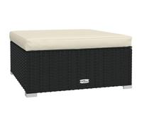 vidaXL Repose-Pied de Jardin et Coussin Pouf Meuble de Patio Repose-Pied de Terrasse Balcon Plage Extérieur Noir 70x70x30cm Résine Tressée