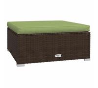 vidaXL Repose-Pied de Jardin et Coussin Tabouret de Terrasse Pouf de Patio Coussin Rembourré Meuble d'Arrière-Cour Marron 70x70x30 cm Poly Rotin