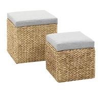 vidaXL Repose-pied Jacinthe d'eau – Lot de 2 avec coffre de rangement, Gris
