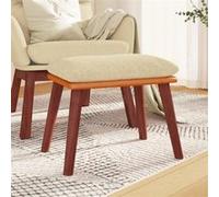 vidaXL Repose-pied Pouf de Salon Tabouret de Canapé Meuble de Salle de Séjour Tabouret de Salon Crème 45x29,5x35 cm Tissu et Similicuir