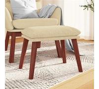 vidaXL Repose-pied Pouf de Salon Tabouret de Canapé Meuble de Salle de Séjour Tabouret de Salon Intérieur Crème 45x29,5x35 cm Tissu Crème G