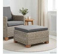 vidaXL Repose-pieds avec coussin GENDT Rotin naturel Gris Kubu 42034395