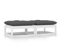 Tuinvoetenbanken 2 st met kussens massief grenenhout wit805741