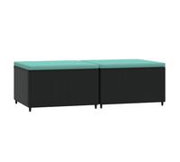 Vidaxl Repose-Pieds De Jardin Avec Coussins 2 Pcs Noir Résine Tressée