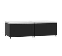 vidaXL Repose-pieds de jardin 2 pcs en résine tressée avec coussins, Noir
