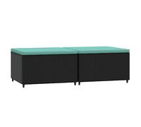 Vidaxl Repose-Pieds De Jardin Avec Coussins 2 Pcs Noir Résine Tressée