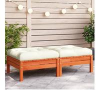 vidaXL Tabouret de jardin 2 pcs avec coussins - Pin massif - Marron cireux