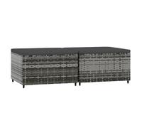 Vidaxl Repose-Pieds De Jardin Et Coussins 2 Pcs Gris Résine Tressée