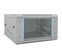vidaXL Réseau gris 530 x 600 x 300 mm en acier avec porte verrouillable en verre de sécurité à fixer au mur, idéal pour bureau ou salon. Espace de rangement sécurisé, finition mate.