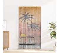 Vidaxl Rideau Anti-Insectes Imprimé Palmier 100x200 Cm Bambou