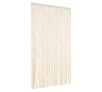 vidaXL Rideau anti-mouches Chenille Beige/Blanc, longueur et largeur réglables, 100x230 cm
