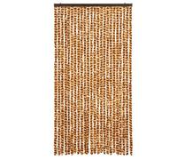 vidaXL Rideau anti-mouches chenille ocre et blanc 100 x 200 cm