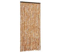 vidaXL Rideau Anti-mouches, Store Anti-insectes avec Crochet, Rideau de Porte Longueur et Largeur Réglables, Ocre et Blanc 90x200 cm Chenille