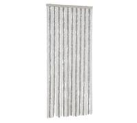 vidaXL Rideau Anti-Mouches, Store Anti-Insectes avec Crochet, Rideau de Porte Longueur et Largeur Réglables, Gris Clair et Blanc 90x220 cm Chenille