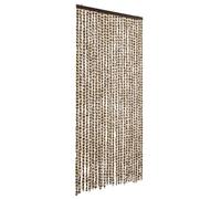 vidaXL Rideau Anti-Mouches, Store Anti-Insectes avec Crochet, Rideau de Porte Longueur et Largeur Réglables, Beige et Marron 100x200 cm Chenille