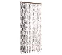 vidaXL Rideau Anti-mouches, Store Anti-insectes avec Crochet, Rideau de Porte Longueur et Largeur Réglables, Taupe et Blanc 377404