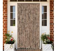 vidaXL Rideau Anti-mouches, Store Anti-insectes avec Crochet, Rideau de Porte Longueur et Largeur Réglables, Beige et Marron 377321