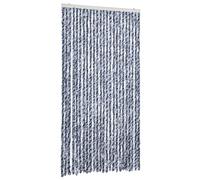 vidaXL Rideau Anti-Mouches, Store Anti-Insectes avec Crochet, Rideau de Porte Longueur et Largeur Réglables, Bleu et Blanc 100x230 cm Chenille