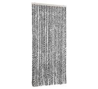 vidaXL Rideau Anti-Mouches, Store Anti-Insectes avec Crochet, Rideau de Porte Longueur et Largeur Réglables, Gris et Noir et Blanc 90x220 cm Chenille