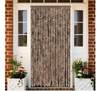 vidaXL Rideau Anti-mouches, Store Anti-insectes avec Crochet, Rideau de Porte Longueur et Largeur Réglables, Beige et Marron 377323