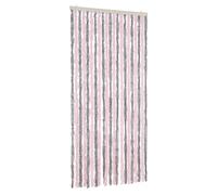 vidaXL Rideau Anti-Mouches, Store Anti-Insectes avec Crochet, Rideau de Porte Longueur et Largeur Réglables, Gris Argenté et Rose 90x220 cm Chenille