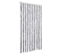 vidaXL Rideau Anti-Mouches, Store Anti-Insectes avec Crochet, Rideau de Porte Longueur et Largeur Réglables, Gris et Blanc 100x200 cm Chenille