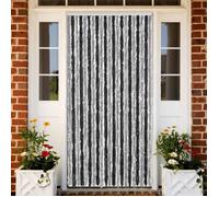 vidaXL Rideau Anti-mouches, Store Anti-insectes avec Crochet, Rideau de Porte Longueur et Largeur Réglables, Gris et Noir 377328