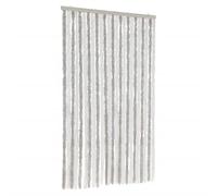 vidaXL Rideau Anti-Mouches, Store Anti-Insectes avec Crochet, Rideau de Porte Longueur et Largeur Réglables, Gris Clair et Blanc 100x200 cm Chenille