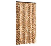 Rideau anti mouches ocre et blanc 100x230 cm chenille blanc G
