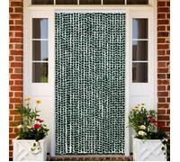 vidaXL Rideau anti-mouches vert et blanc 118x220 cm chenille, rideau anti-mouche de porte, rideau d’insectes de porte, store