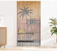 vidaXL Rideau de porte anti-insectes imprimé palmier 90x220 cm bambou