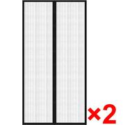 vidaXL Rideau de porte moustiquaire 2 pcs. Aimant Noir 210x100 cm