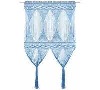 Rideau en macramé Bleu 140x240 cm Coton