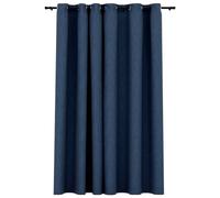 Vidaxl Rideau Occultant Aspect De Lin Avec ÅIllets Bleu 290x245 Cm