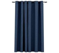 Vidaxl Rideau Occultant Aspect De Lin Avec ÅIllets Bleu 290x245 Cm