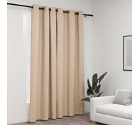 Vidaxl Rideau Occultant Aspect De Lin Avec ¿Illets Beige 290x245 Cm