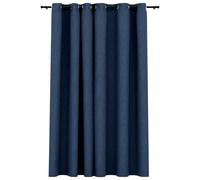 vidaXL Rideau Occultant Aspect de Lin avec Œillets Rideau de Fenêtre Salon Salle de Séjour Chambre à Coucher Maison Intérieur Bleu 290x245 cm