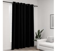 Rideau occultant Aspect de lin avec oillets Noir 290x245 cm