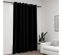 Vidaxl Rideau Occultant Aspect De Lin Avec ¿Illets Noir 290x245 Cm