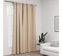 vidaXL Gordijn linnen-look verduisterend met haken 290x245 cm beige321215 Beige G
