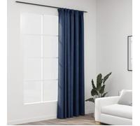 vidaXL Rideau occultant d'aspect de lin avec crochets Bleu 290x245 cm