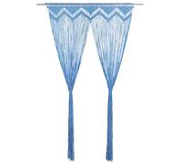 vidaXL Rideau Séparateur de Pièce Store de Fenêtre Rideau de Fenêtre Rideau de Porte Vitrine Maison Intérieur Macramé Bleu 140x240 cm Coton