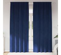 Vidaxl Rideaux Avec Des Rideaux 2 Pcs Bleu Foncé 140 X 245 Cm Velours